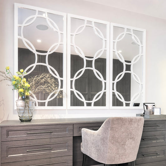 White Orion 3 Panel Set of Wall Mirrors