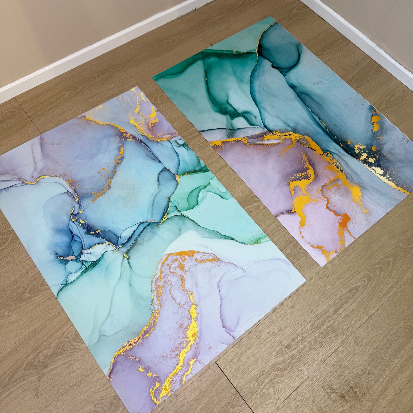 'Blue Coral' Canvas Pair